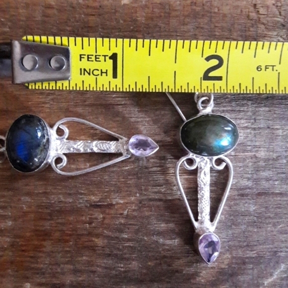 Sterling Silver Labradorite Earrings - Picture 5 of 6